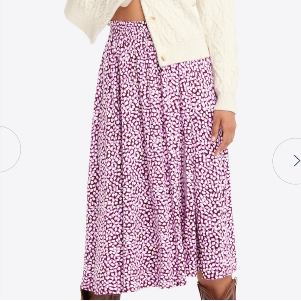 Draper James Side Slit Skirt in Pink Square Dot Smocked Waist A-Line Purple